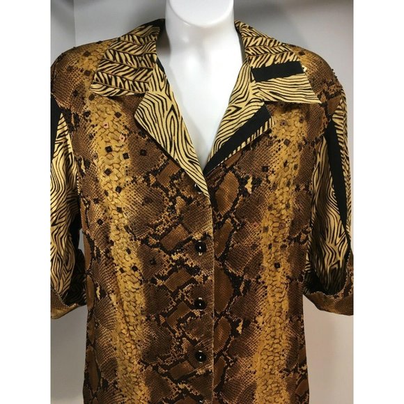 Vanity Womens Snake Sequin Blouse Python Top - Picture 4 of 10